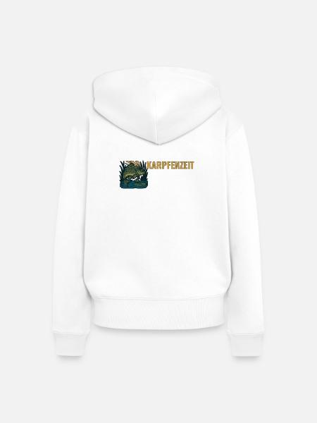 Karpfenangeln Karpfenzeit. - Frauen Premium Bio Zip Hoodie - Weiß