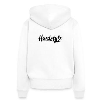 hardstyle elektro trance hard bass aufkleber patch - Frauen Premium Bio Zip Hoodie - Weiß - Hinten - AI Model Female 172 light (172cm)