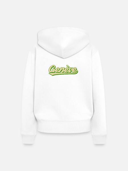 Genève Retro Script Limette - Frauen Premium Bio Zip Hoodie - Weiß