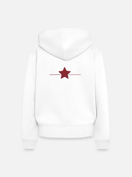 Roter Stern mit Randlinie - Frauen Premium Bio Zip Hoodie - Weiß