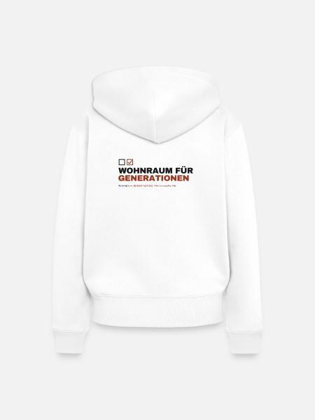 WOHNRAUM FÜR GENERATIONEN — Gemeinnützig - Frauen Premium Bio Zip Hoodie - Weiß