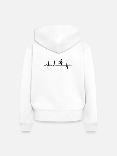 Herzschlag Laufen - Frauen Premium Bio Zip Hoodie - Weiß