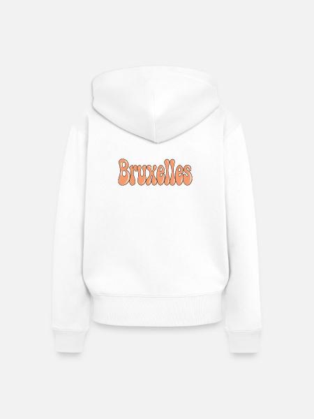 Brüsseler Pastell-Orange-Satinblasen - Frauen Premium Bio Zip Hoodie - Weiß