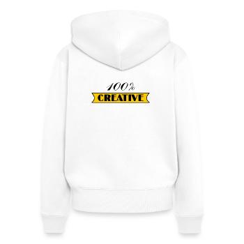 anniversaire. anniversaire décennie. humour. drôle - Sweat à capuche zippé Premium bio Femme - blanc - Dos - AI Model Female 172 light (172cm)