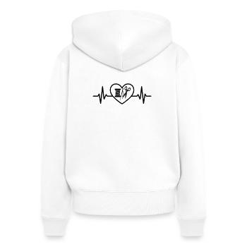 Nähen Garnrolle Nadel Schere Herz - Frauen Premium Bio Zip Hoodie - Weiß - Hinten - AI Model Female 172 light (172cm)