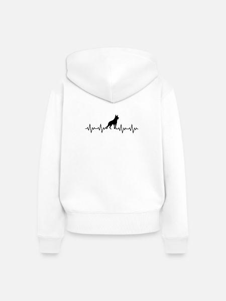 Deutscher Schäferhund EKG Herzschlag - Frauen Premium Bio Zip Hoodie - Weiß