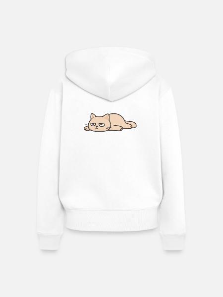 Grummelkatze: Fauler Liegekünstler - Frauen Premium Bio Zip Hoodie - Weiß