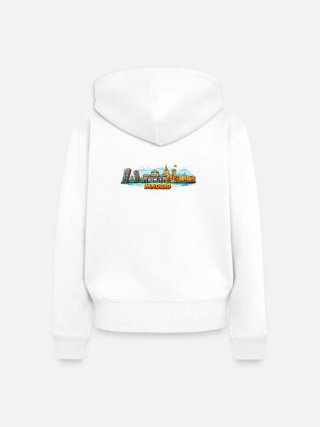 Madrid Skyline Stadt - Frauen Premium Bio Zip Hoodie - Weiß