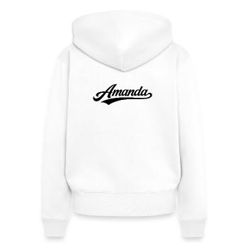 Amanda Name erst, letzte Familiengeschenke - Frauen Premium Bio Zip Hoodie - Weiß - Hinten - AI Model Female 172 light (172cm)