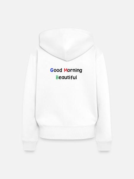 Good Morning - Frauen Premium Bio Zip Hoodie - Weiß