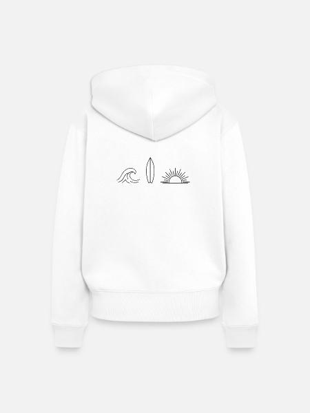 Welle Surfbrett Sonne - Frauen Premium Bio Zip Hoodie - Weiß