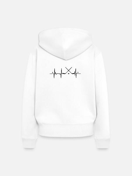 Herzschlag Eishockey - Frauen Premium Bio Zip Hoodie - Weiß