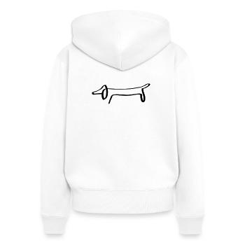 Linien Dackel - Frauen Premium Bio Zip Hoodie - Weiß - Hinten - AI Model Female 172 light (172cm)