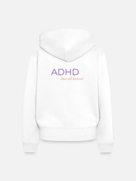 ADHD Liebe alle Gehirne - Frauen Premium Bio Zip Hoodie - Weiß