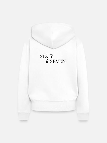 Six Seven 67 Meme Sechs Sieben - Frauen Premium Bio Zip Hoodie - Weiß