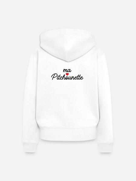 Ma Pitchounette Cœur Doux Script - Frauen Premium Bio Zip Hoodie - Weiß