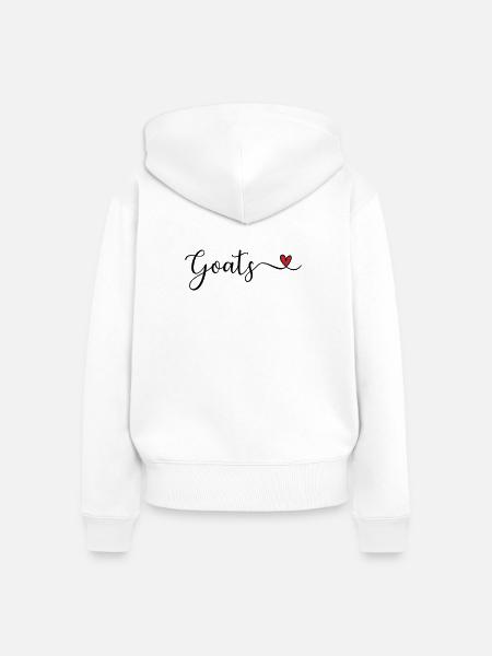 Ziegen mit Herz Schriftzug - Frauen Premium Bio Zip Hoodie - Weiß