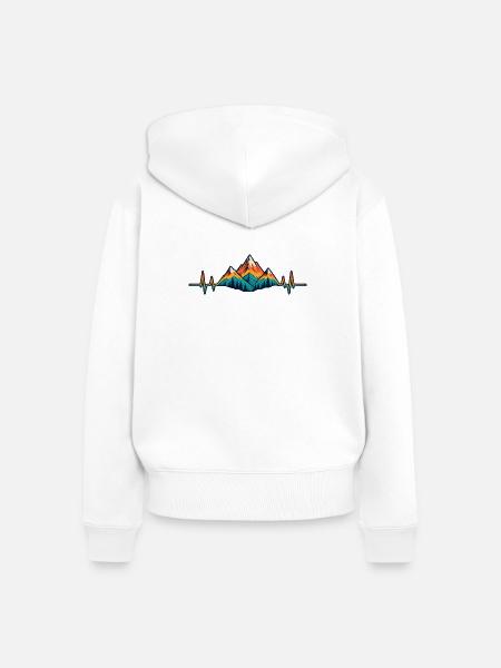 Berge im Herzschlag – Wanderliebe Retro - Frauen Premium Bio Zip Hoodie - Weiß