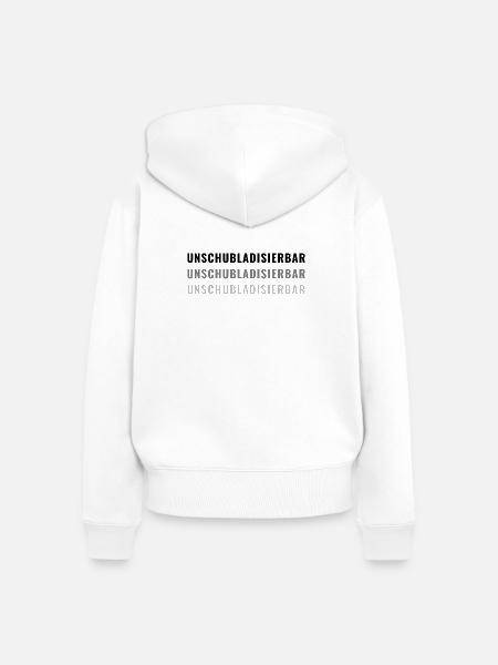 UNSCHUBLADISIERBAR Aussergewöhnlich Eigenart - Frauen Premium Bio Zip Hoodie - Weiß