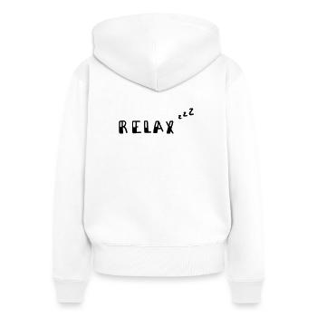 Relax - Frauen Premium Bio Zip Hoodie - Weiß - Hinten - AI Model Female 172 light (172cm)