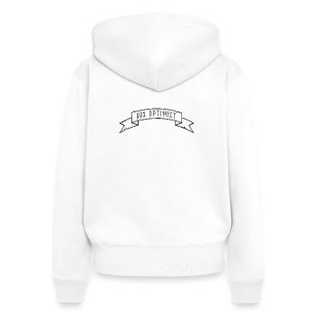 99% OPTIMIST Banderole - Frauen Premium Bio Zip Hoodie - Weiß - Hinten - AI Model Female 172 light (172cm)