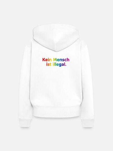 Rainbow Botschaft Kleidung - Frauen Premium Bio Zip Hoodie - Weiß