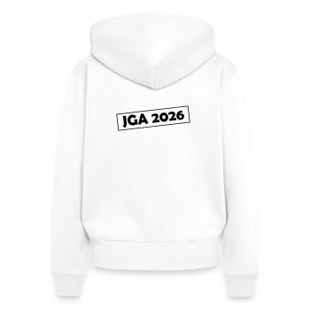JGA 2026 - Women's Premium Organic Zip Hoodie - white - Back - AI Model Female 172 light (172cm)