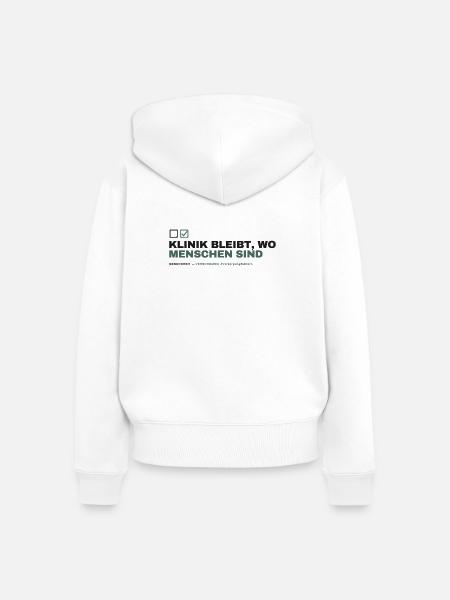 KLINIK BLEIBT, WO MENSCHEN SIND - Frauen Premium Bio Zip Hoodie - Weiß