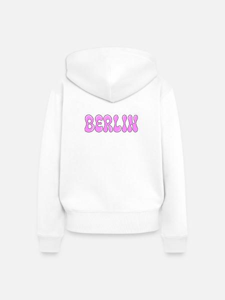 Berlin Bubbles Pink Retro - Frauen Premium Bio Zip Hoodie - Weiß
