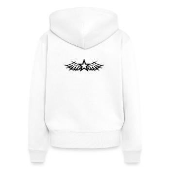 Design fehlt – bitte hochladen - Frauen Premium Bio Zip Hoodie - Weiß - Hinten - AI Model Female 172 light (172cm)