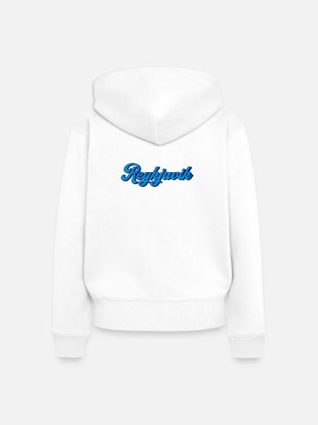 Reykjavik Blau Script Logo - Frauen Premium Bio Zip Hoodie - Weiß