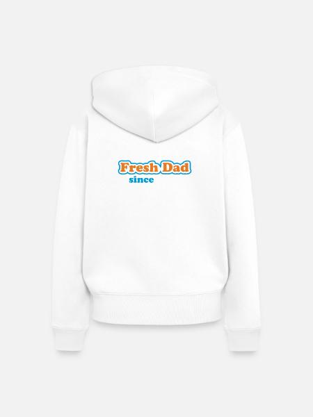 Fresh Dad Since – Buntes Statement - Frauen Premium Bio Zip Hoodie - Weiß
