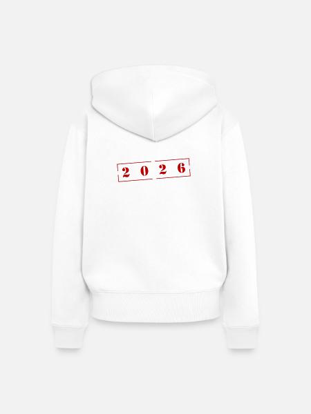 2026 Stempel - Frauen Premium Bio Zip Hoodie - Weiß