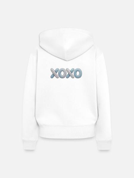 XOXO Patchwork Stickerei - Frauen Premium Bio Zip Hoodie - Weiß