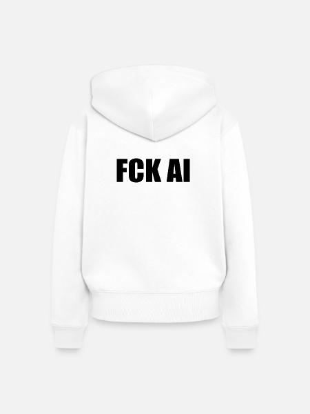 Fck ai - Frauen Premium Bio Zip Hoodie - Weiß