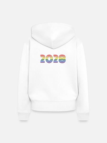 Rainbow 2028 - Frauen Premium Bio Zip Hoodie - Weiß