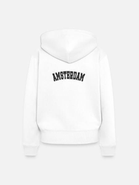 AMSTERDAM Design - Frauen Premium Bio Zip Hoodie - Weiß
