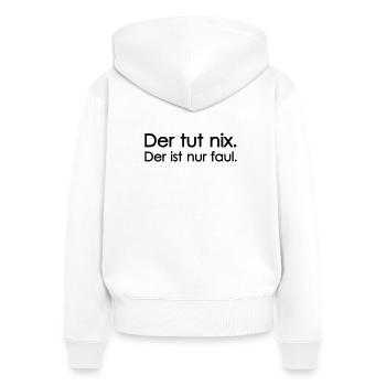 Il ne fait rien - Sweat à capuche zippé Premium bio Femme - blanc - Dos - AI Model Female 172 light (172cm)