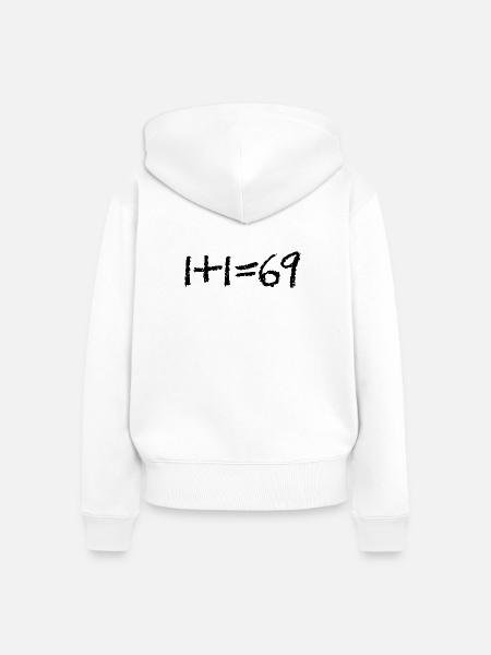 1+1 = 69 (LIEBE) - Frauen Premium Bio Zip Hoodie - Weiß