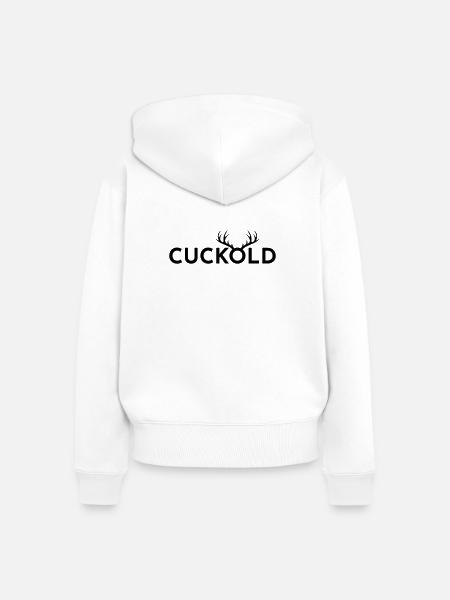 Cuck-Hörner - Frauen Premium Bio Zip Hoodie - Weiß
