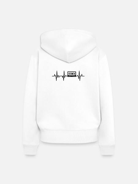 80er Kassette Herzschlag - Frauen Premium Bio Zip Hoodie - Weiß