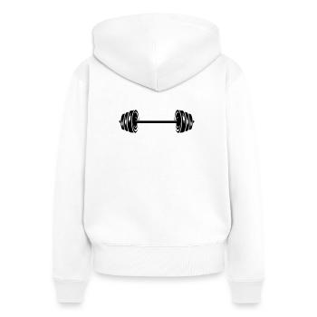 Gewichte Hanteln Scheiben Hantel - Frauen Premium Bio Zip Hoodie - Weiß - Hinten - AI Model Female 172 light (172cm)
