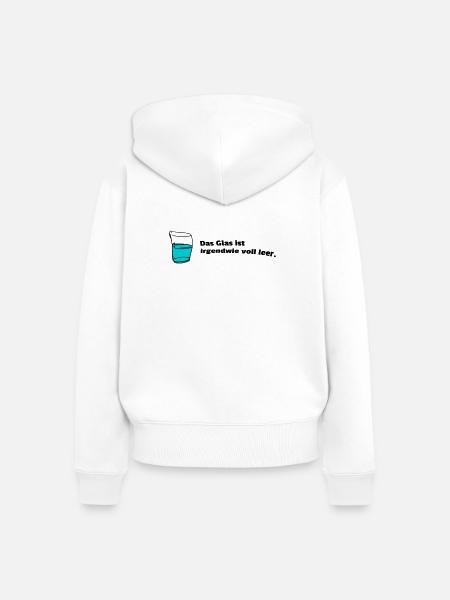 Glas voll leer - Frauen Premium Bio Zip Hoodie - Weiß