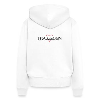 Trauzeugin Herz Junggesellinenabschied - Frauen Premium Bio Zip Hoodie - Weiß - Hinten - AI Model Female 172 light (172cm)