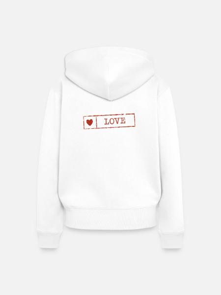 Rustikaler Herz-Liebesstempel - Frauen Premium Bio Zip Hoodie - Weiß