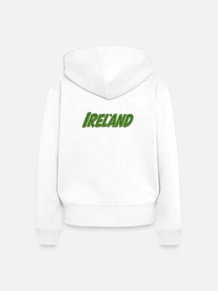 Irland Grün mit Kleeblatt - Frauen Premium Bio Zip Hoodie - Weiß
