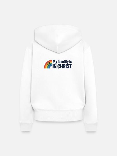 Identität in Christus Regenbogen - Frauen Premium Bio Zip Hoodie - Weiß