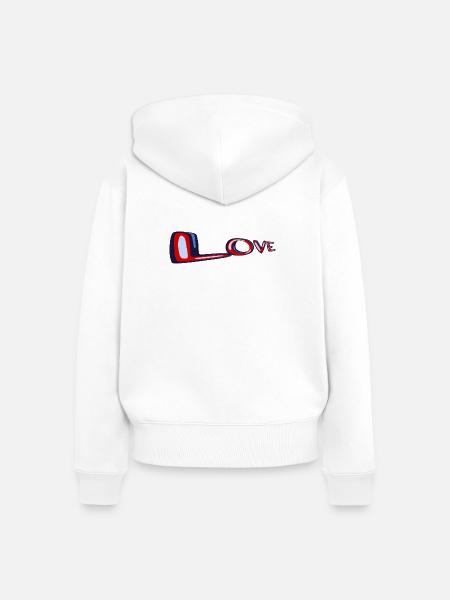 Liebe Neon Handschrift - Frauen Premium Bio Zip Hoodie - Weiß