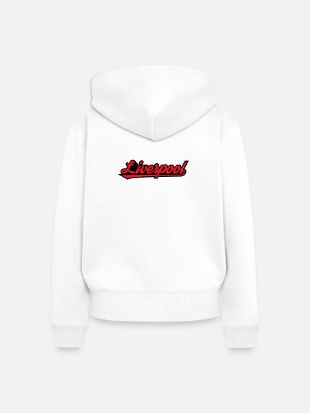 Liverpool Script auf Schwarz - Frauen Premium Bio Zip Hoodie - Weiß