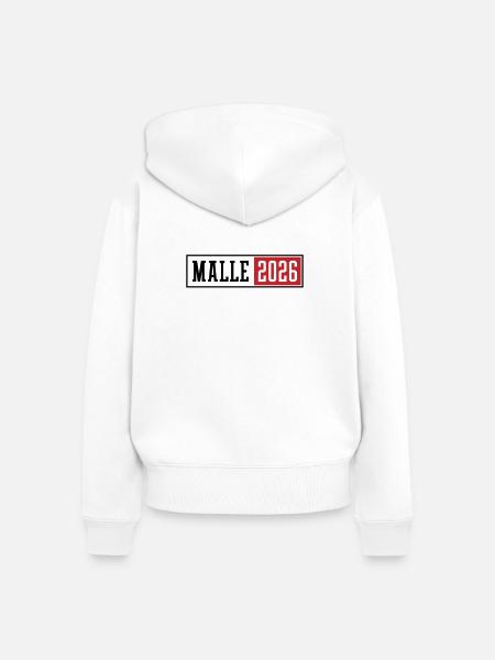 Malle 2026 - Frauen Premium Bio Zip Hoodie - Weiß